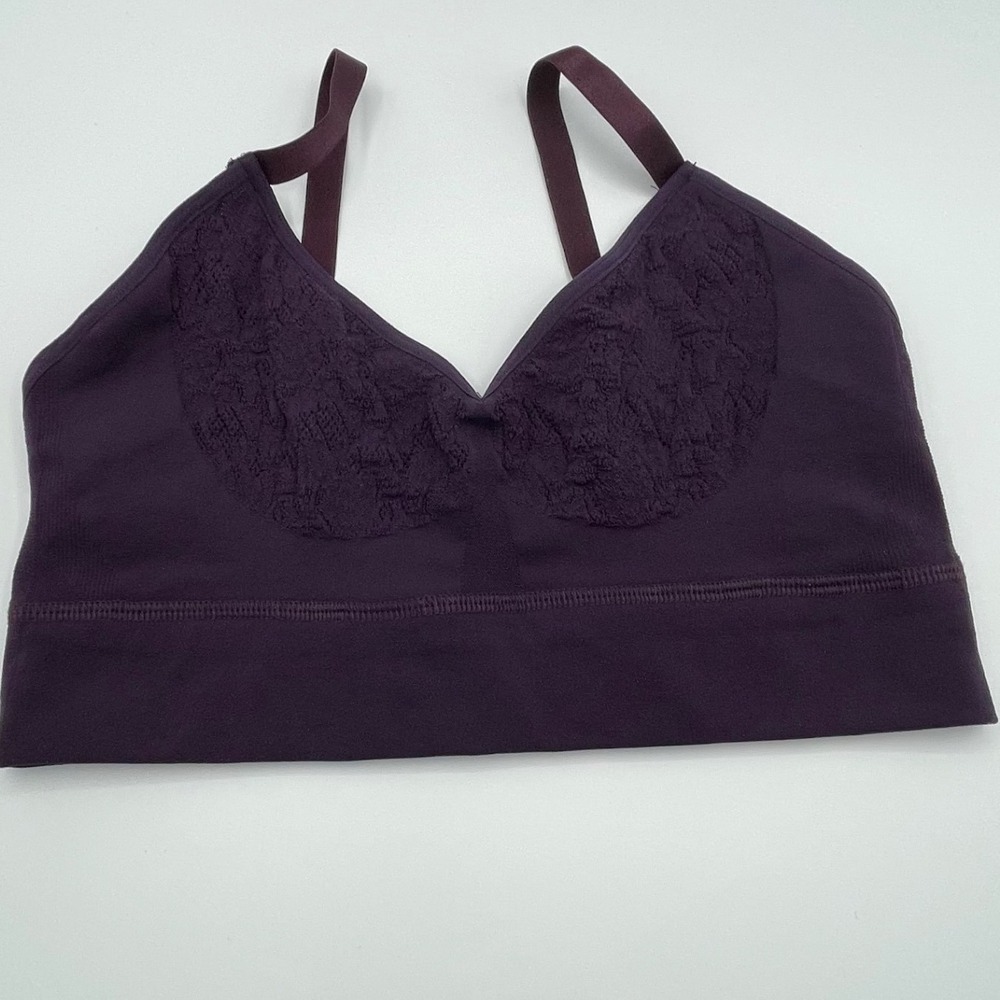 MINDD Deep V Lace Bralette Purple Size 3 Wire-Free Italian Fabric Bra